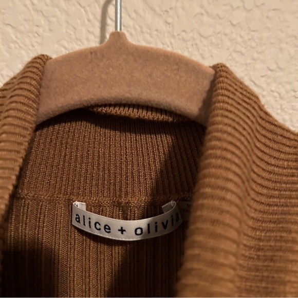 Alice + Olivia Caleb Puff Sleeve Sweater Dress in Camel - Picture 4 of 7